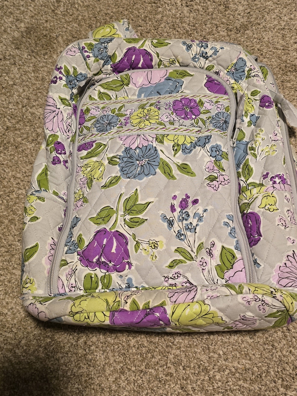 Vera Bradley Quilted Floral Backpack in Lavender and Green - Women Bags